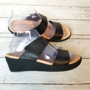 Crocs A-leigh Black Adjustable Strap Wedge Sandal